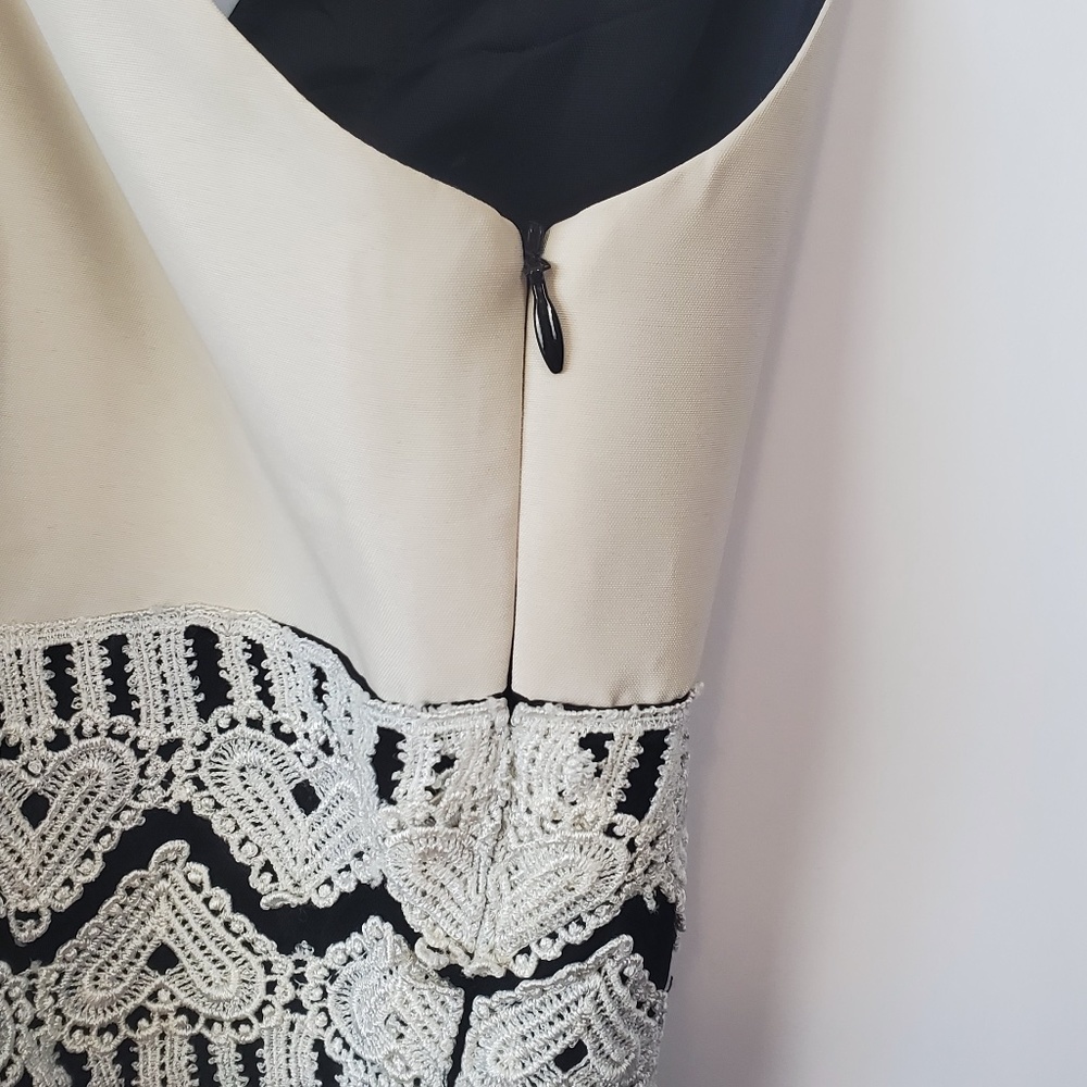 Anthropologie Burlapp Black & Cream V-Neck Dress - Picture 5 of 6